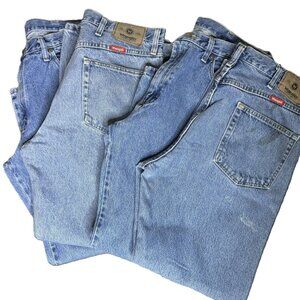 Lot of 4 Vintage Wrangler Regular Fit Straight Work Jeans, Medium Wash, 36x30